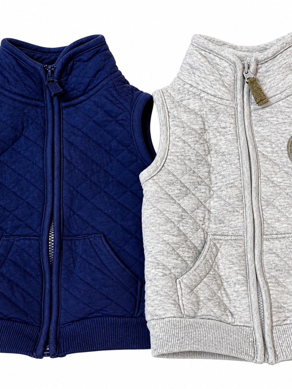Carter's Baby Boy Quilted Vest Lot 9M Navy Gray Zip Up Fall Layering